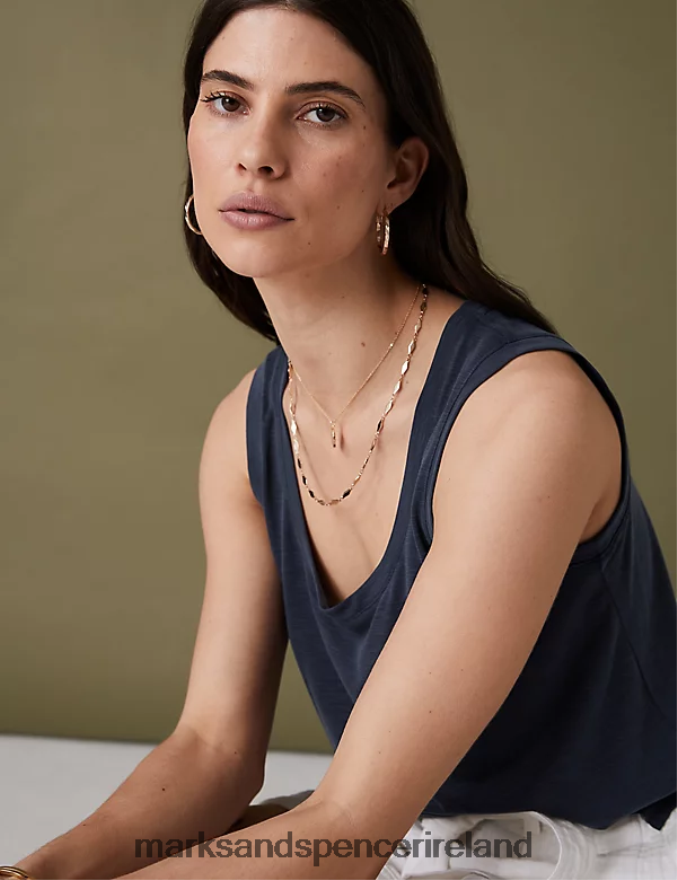 Marks & Spencer Women Modal Rich Vest Top Navy Clothing 2VJ8DF2337