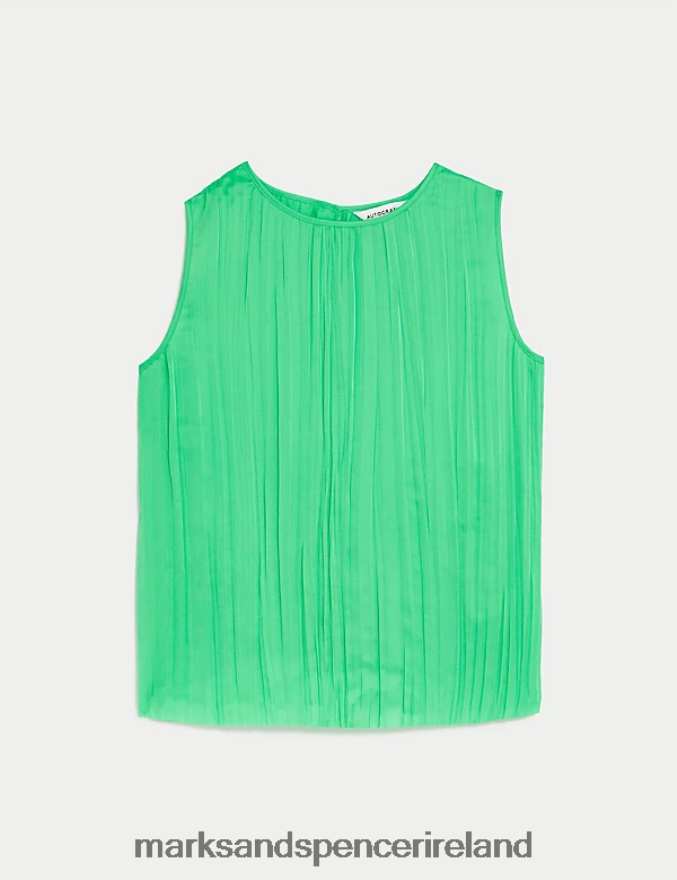 Marks & Spencer Women Plisse Vest Top Mint Clothing 2VJ8DF2106