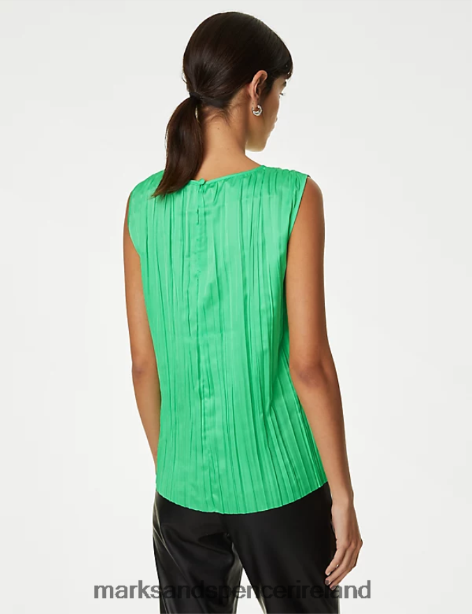 Marks & Spencer Women Plisse Vest Top Mint Clothing 2VJ8DF2106