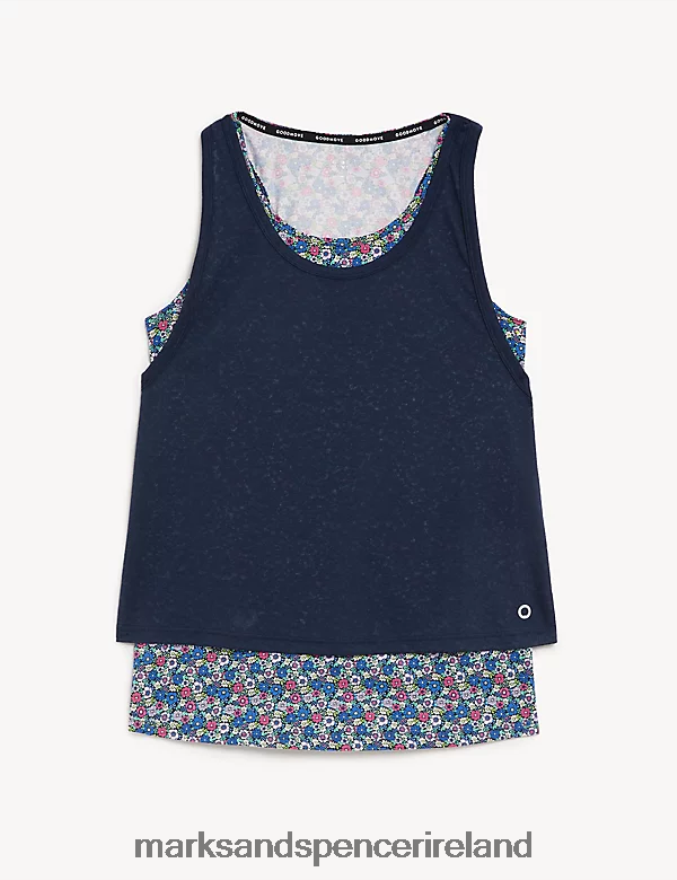 Marks & Spencer Women Printed 2-in-1 Vest Top Navy Clothing 2VJ8DF3268