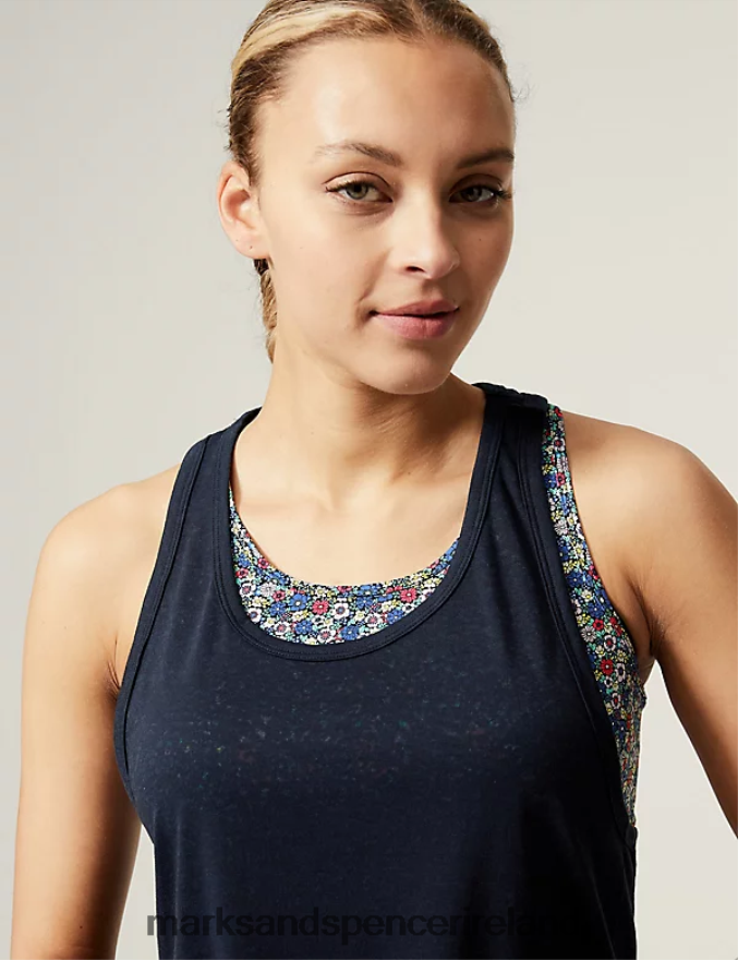 Marks & Spencer Women Printed 2-in-1 Vest Top Navy Clothing 2VJ8DF3268