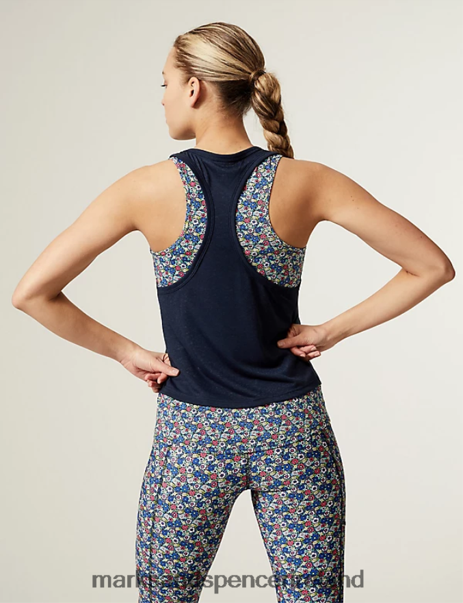 Marks & Spencer Women Printed 2-in-1 Vest Top Navy Clothing 2VJ8DF3268