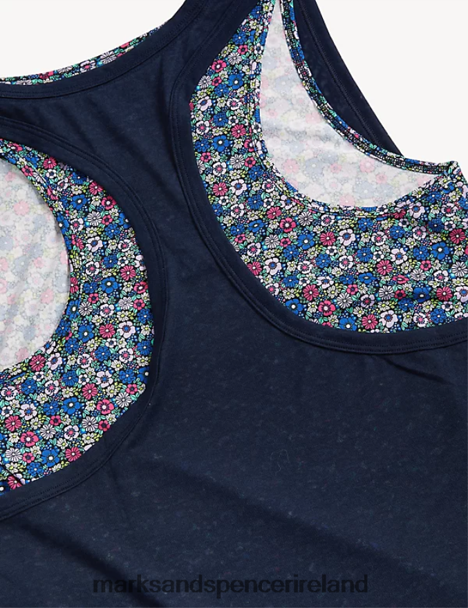 Marks & Spencer Women Printed 2-in-1 Vest Top Navy Clothing 2VJ8DF3268