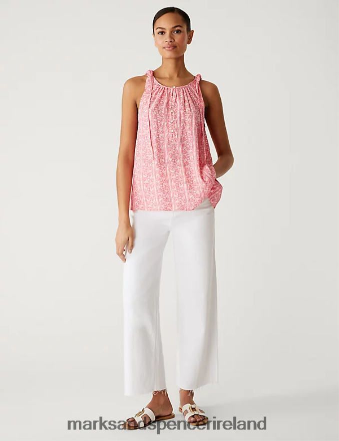 Marks & Spencer Women Printed Cami Top Pink Mix Clothing 2VJ8DF2984