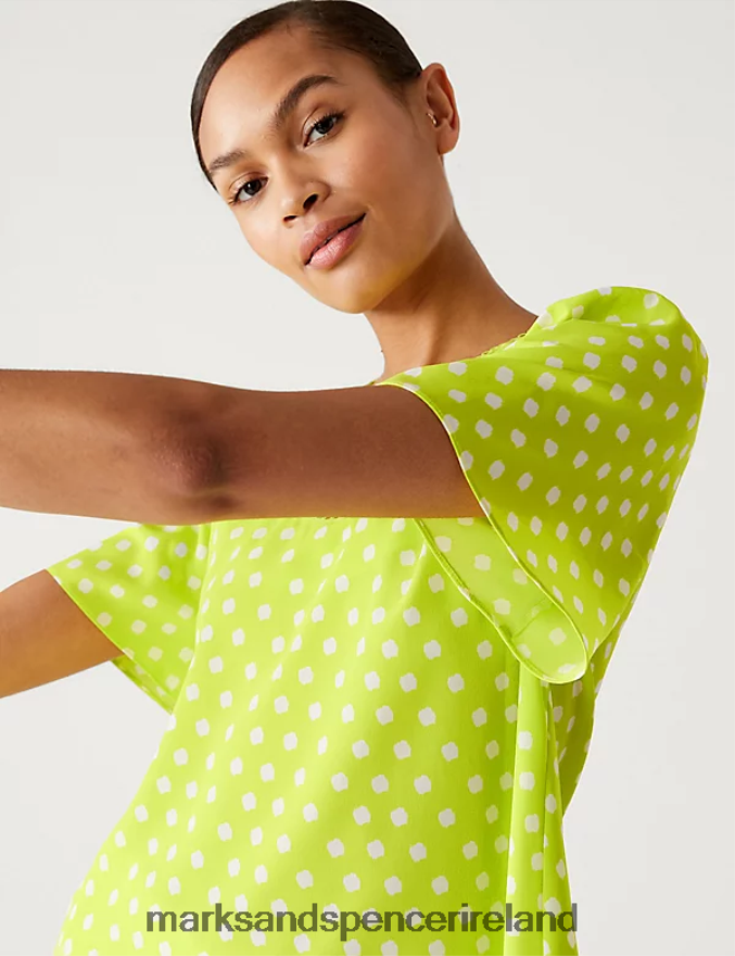 Marks & Spencer Women Printed Top Lime Mix Clothing 2VJ8DF1715