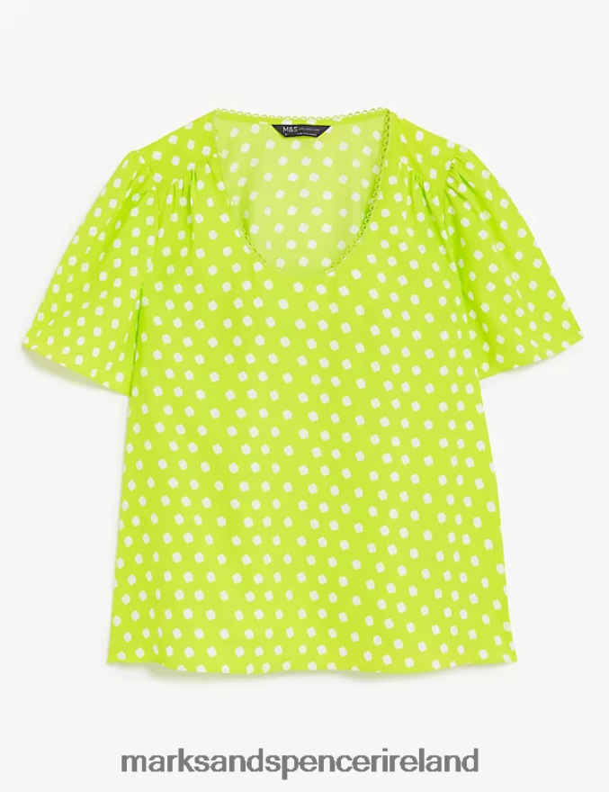 Marks & Spencer Women Printed Top Lime Mix Clothing 2VJ8DF1715