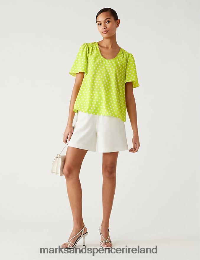 Marks & Spencer Women Printed Top Lime Mix Clothing 2VJ8DF1715