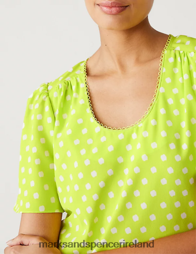 Marks & Spencer Women Printed Top Lime Mix Clothing 2VJ8DF1715