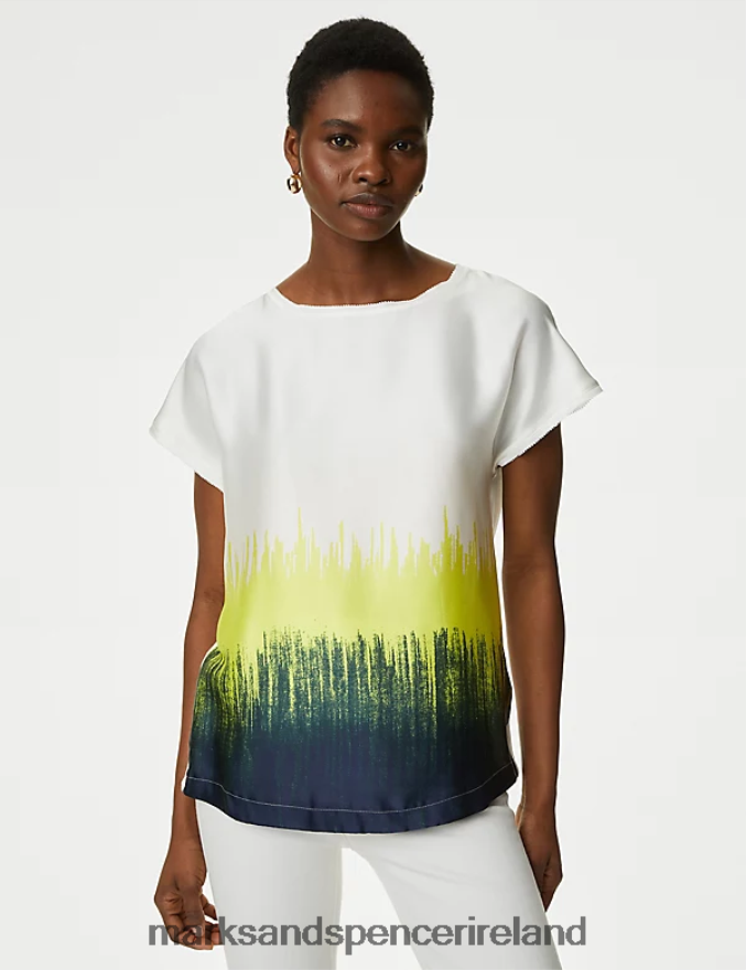 Marks & Spencer Women Printed Top Lime Mix Clothing 2VJ8DF393
