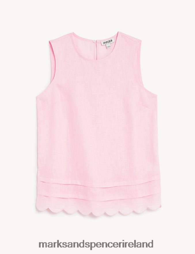 Marks & Spencer Women Pure Linen Vest Pink Clothing 2VJ8DF892