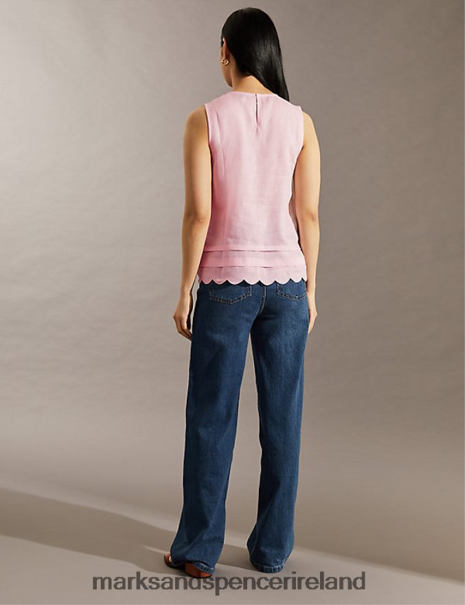Marks & Spencer Women Pure Linen Vest Pink Clothing 2VJ8DF892