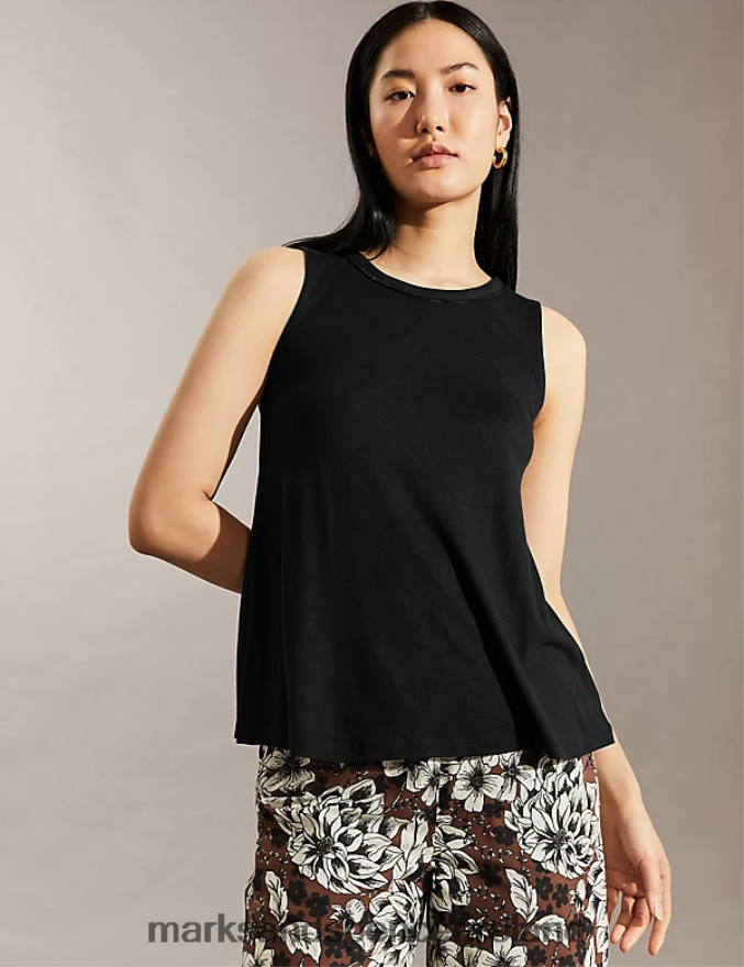 Marks & Spencer Women Regular Fit Vest Top Black Clothing 2VJ8DF3357