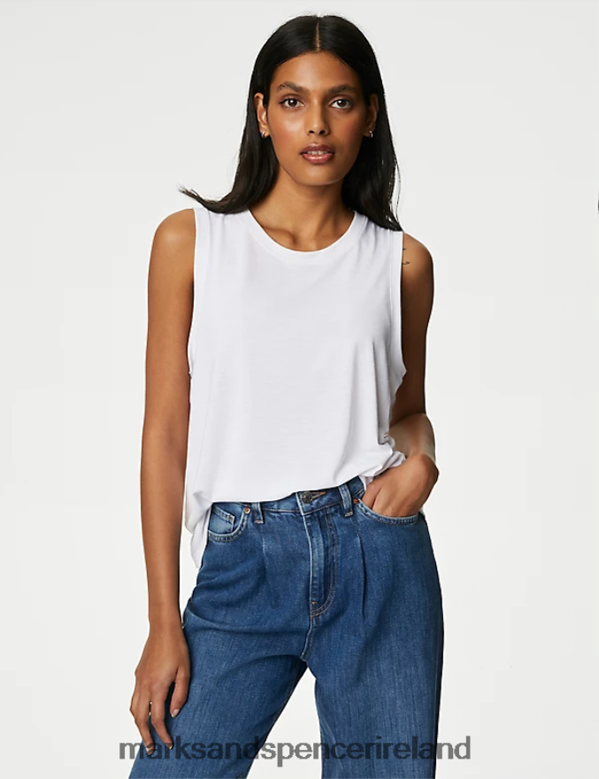 Marks & Spencer Women Relaxed Vest Top Soft White Clothing 2VJ8DF2841