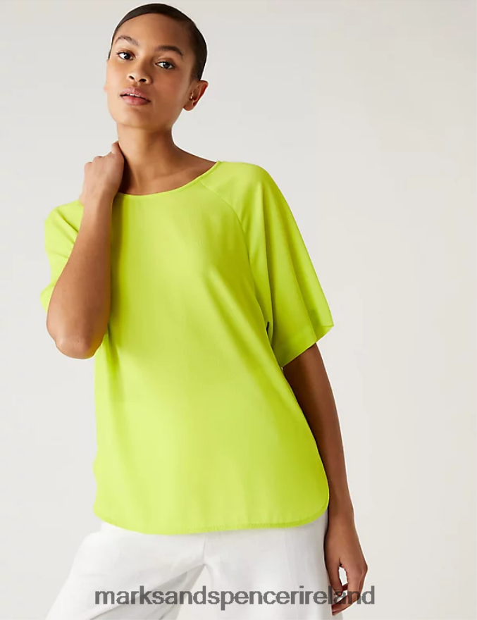 Marks & Spencer Women Round Neck Top Lime Clothing 2VJ8DF3152