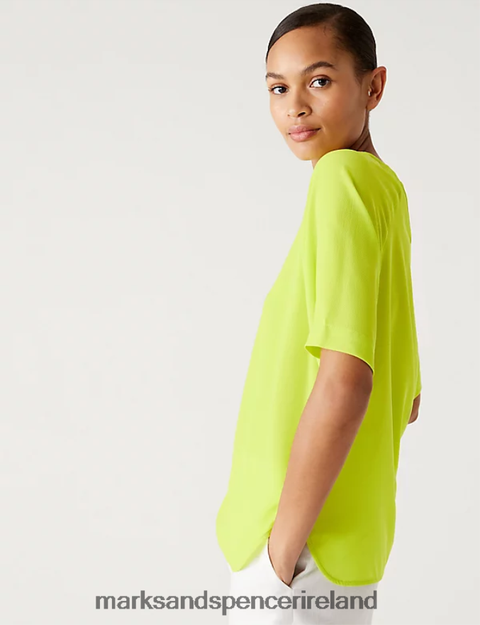 Marks & Spencer Women Round Neck Top Lime Clothing 2VJ8DF3152