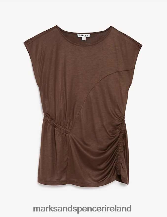 Marks & Spencer Women Ruched Top Brown Clothing 2VJ8DF2542