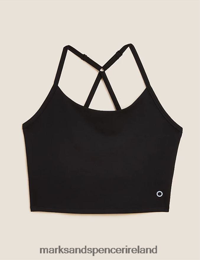Marks & Spencer Women Scoop Neck Cross Back Strappy Crop Top Black Clothing 2VJ8DF2898