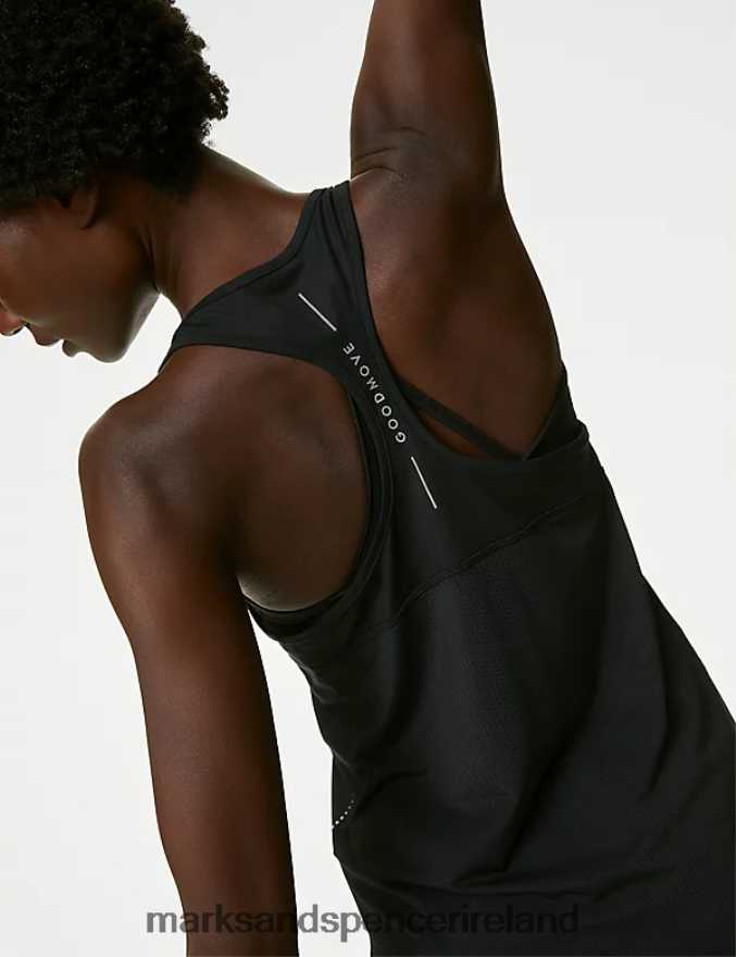 Marks & Spencer Women Scoop Neck Racer Back Running Vest Top Black Clothing 2VJ8DF2402