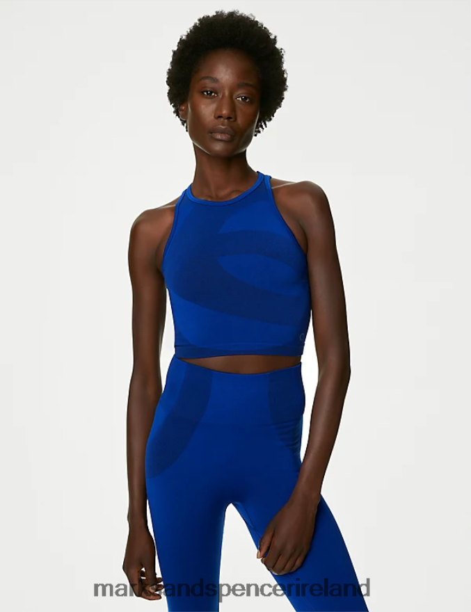 Marks & Spencer Women Scoop Neck Seamless Fitted Crop Top Cobalt Clothing 2VJ8DF2759