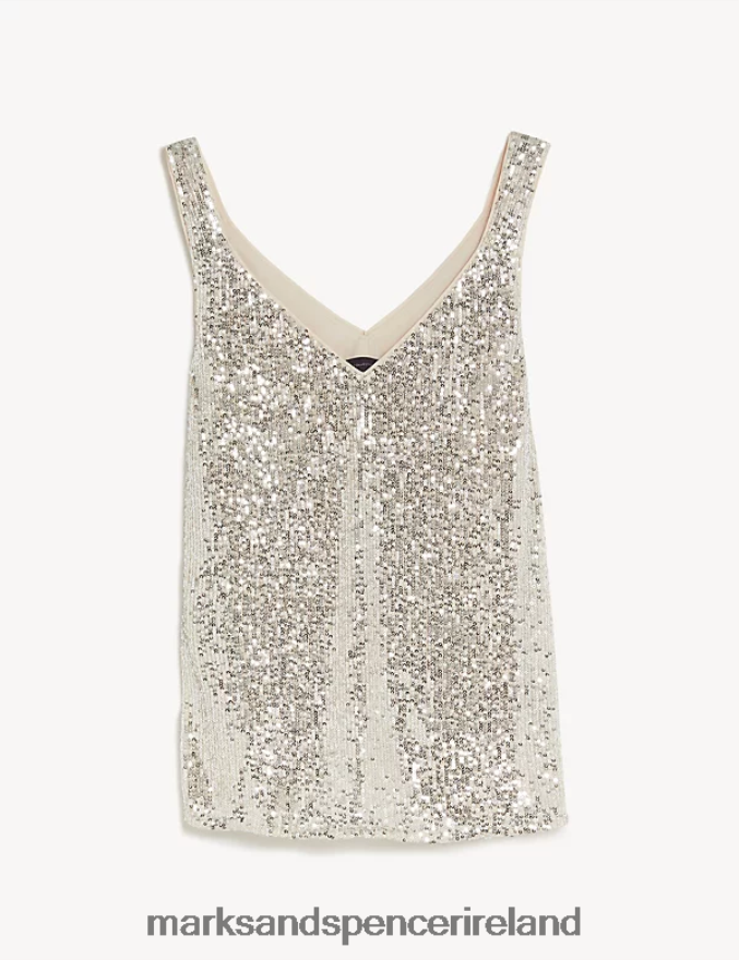 Marks & Spencer Women Sequin Cami Top Champagne Clothing 2VJ8DF2525