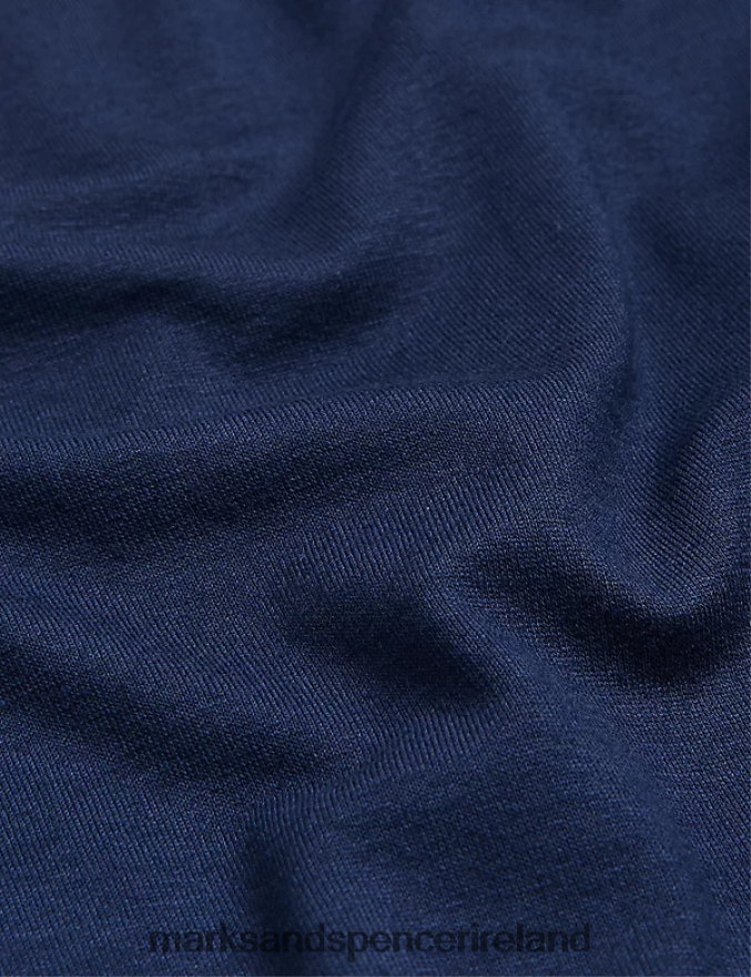 Marks & Spencer Women Slash Neck 3/4 Sleeve Top Navy Clothing 2VJ8DF2684
