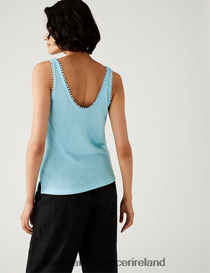 Marks & Spencer Women Textured Vest Top Bright Turquoise Clothing 2VJ8DF2526