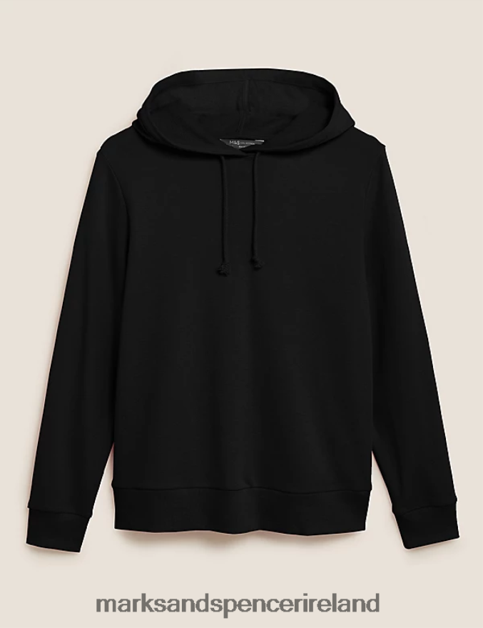 Marks & Spencer Women The Cotton Rich Hoodie Black Clothing 2VJ8DF2644