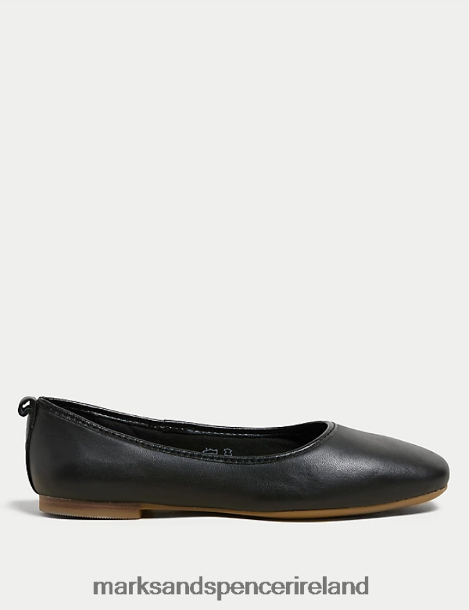 Marks & Spencer Women Leather Ballet Pumps Black Footwear 2VJ8DF530