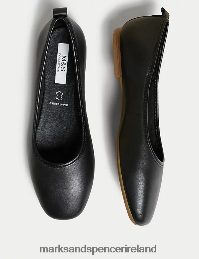 Marks & Spencer Women Leather Ballet Pumps Black Footwear 2VJ8DF530