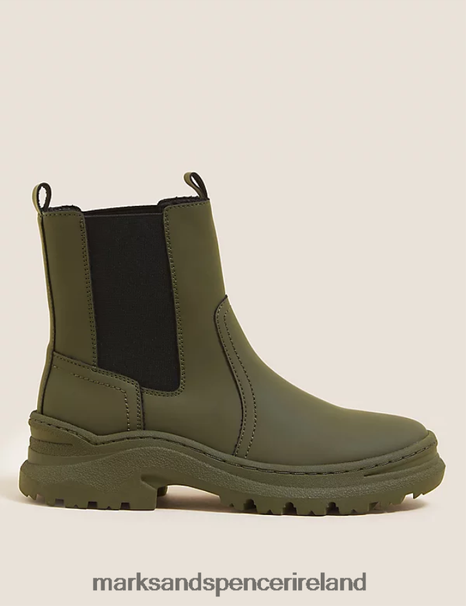 Marks & Spencer Women Chunky Chelsea Ankle Boots Khaki Footwear 2VJ8DF1246