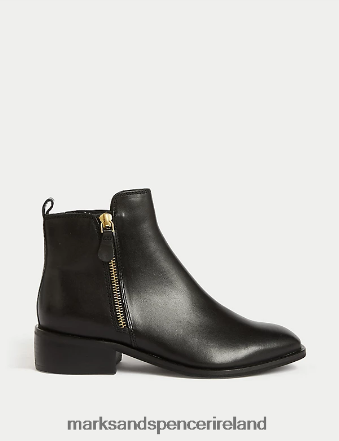 Marks & Spencer Women Leather Ankle Boots Black Footwear 2VJ8DF1135