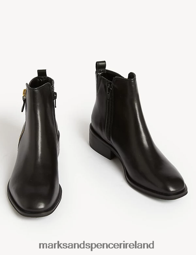 Marks & Spencer Women Leather Ankle Boots Black Footwear 2VJ8DF1135