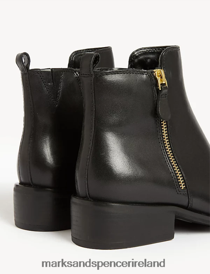 Marks & Spencer Women Leather Ankle Boots Black Footwear 2VJ8DF1135