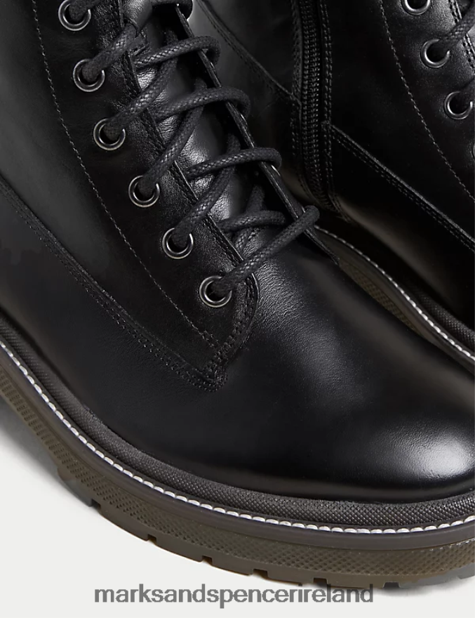 Marks & Spencer Women Leather Lace Up Ankle Boots Black Footwear 2VJ8DF3224