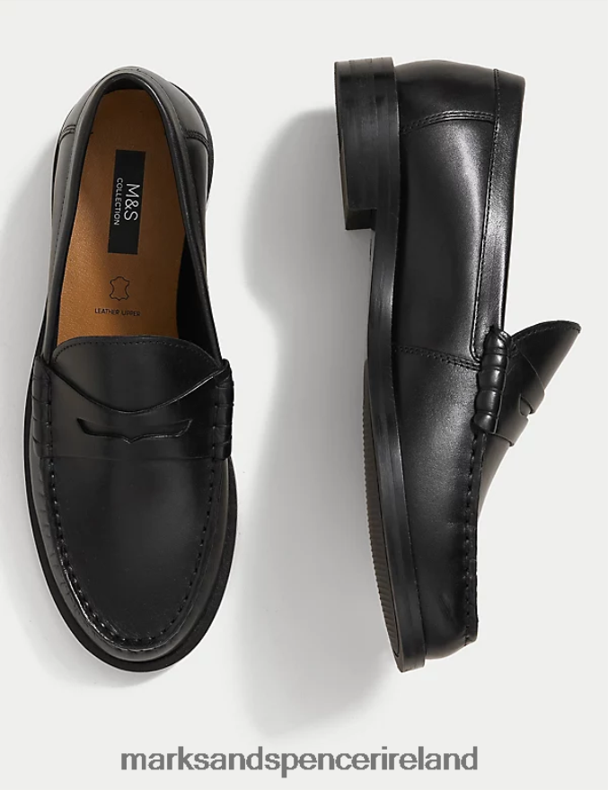 Marks & Spencer Women Leather Loafers Black Footwear 2VJ8DF2879
