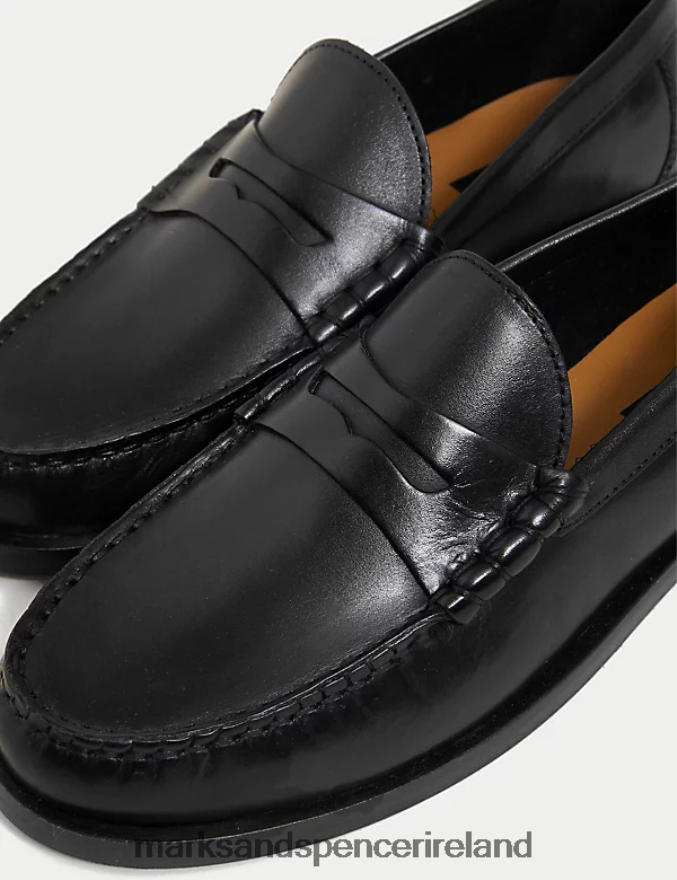 Marks & Spencer Women Leather Loafers Black Footwear 2VJ8DF2879