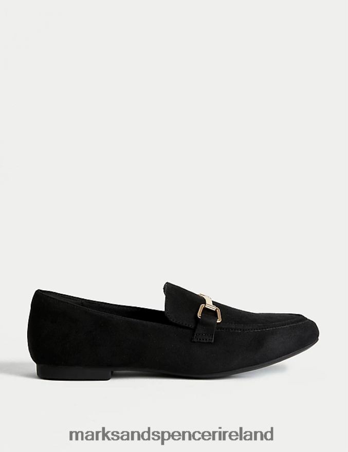Marks & Spencer Women Trim Detail Slip On Flat Loafers Black Footwear 2VJ8DF3120