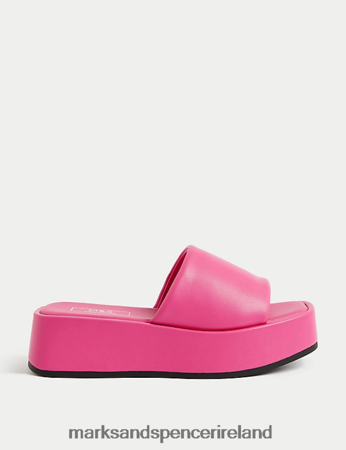 Marks & Spencer Women Flatform Square Toe Mules Cerise Footwear 2VJ8DF3246