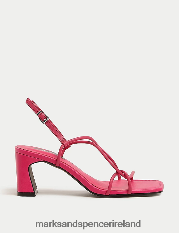 Marks & Spencer Women Leather Strappy Statement Sandals Cerise Footwear 2VJ8DF1735