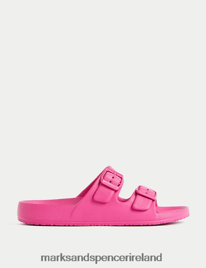 Marks & Spencer Women Buckle Footbed Sliders Cerise Footwear 2VJ8DF3008