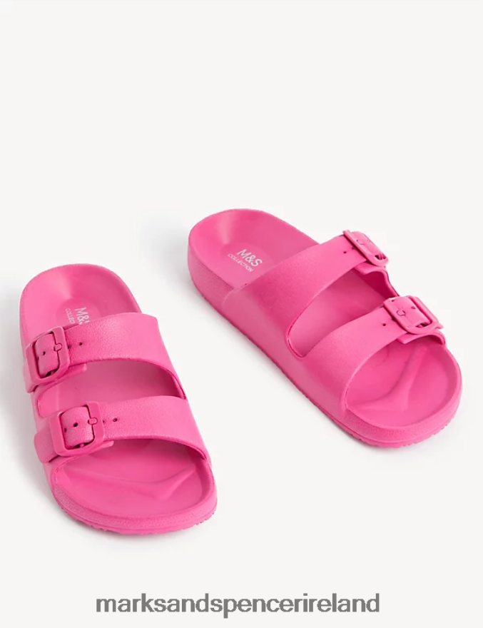 Marks & Spencer Women Buckle Footbed Sliders Cerise Footwear 2VJ8DF3008