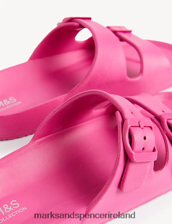 Marks & Spencer Women Buckle Footbed Sliders Cerise Footwear 2VJ8DF3008
