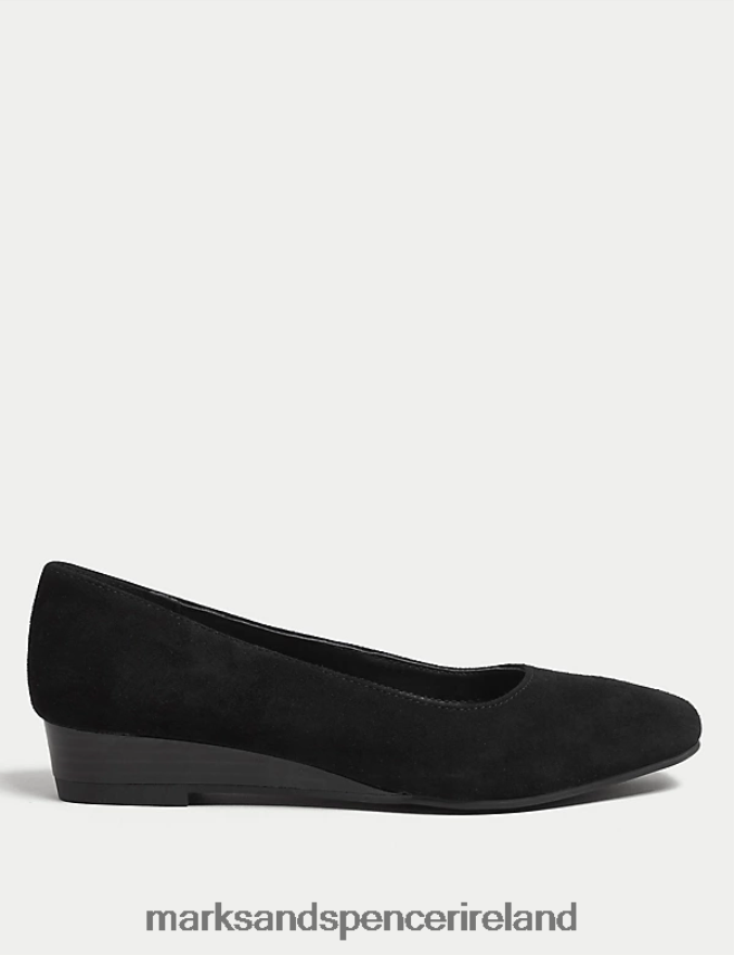Marks & Spencer Women Suede Wedge Pumps Black Footwear 2VJ8DF1424