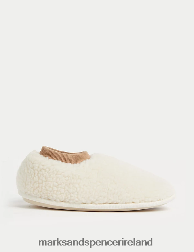 Marks & Spencer Women Borg Slippers Cream Mix Footwear 2VJ8DF2475