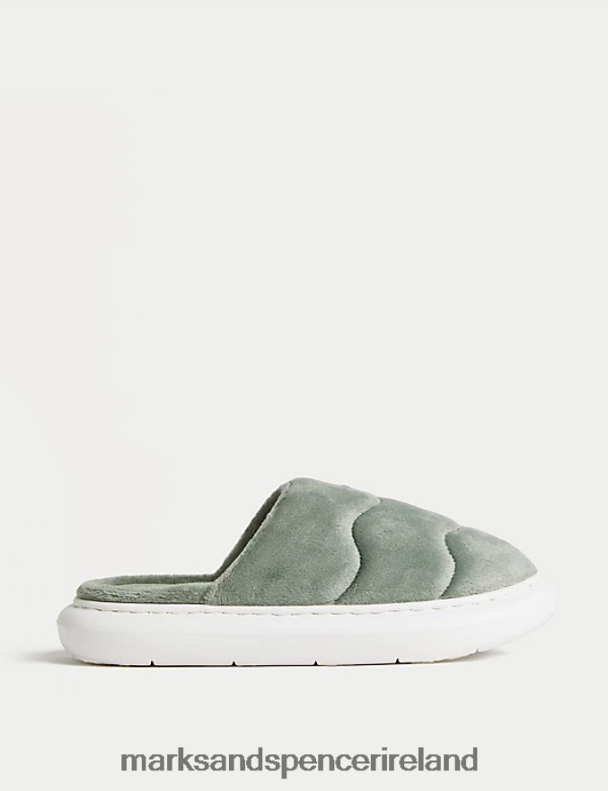 Marks & Spencer Women Mule Slippers Green Footwear 2VJ8DF2738