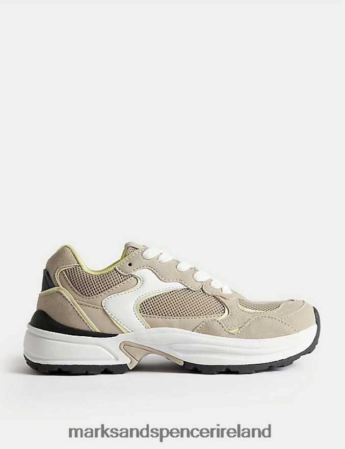 Marks & Spencer Women Chunky Mesh Detail Trainers Taupe Footwear 2VJ8DF1169