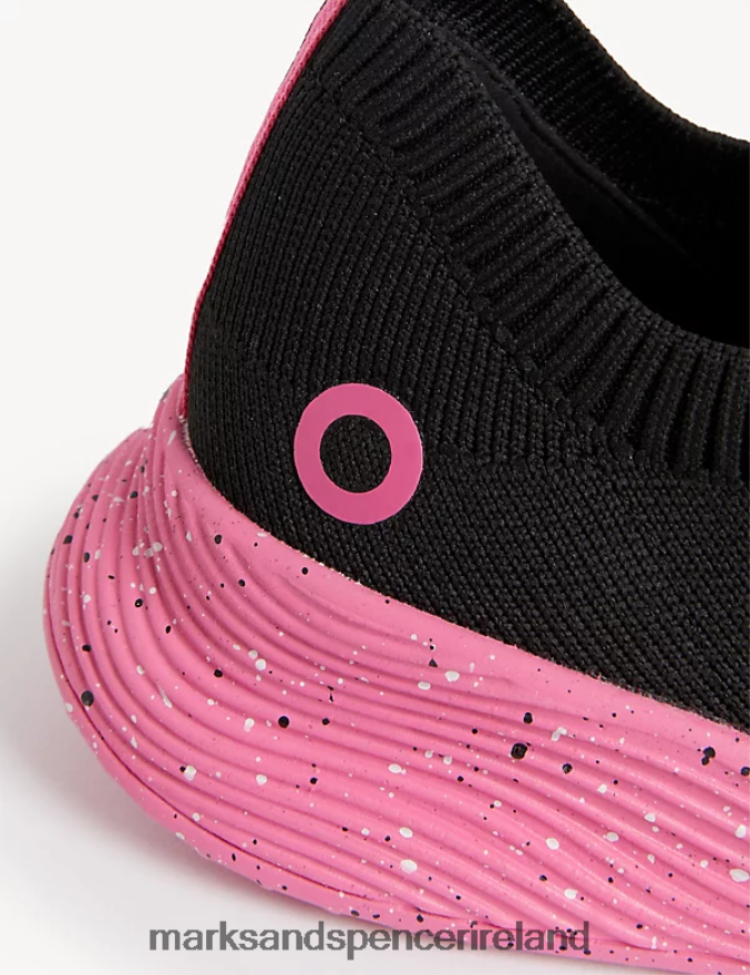 Marks & Spencer Women Knitted Lace Up Trainers Black Mix Footwear 2VJ8DF1441
