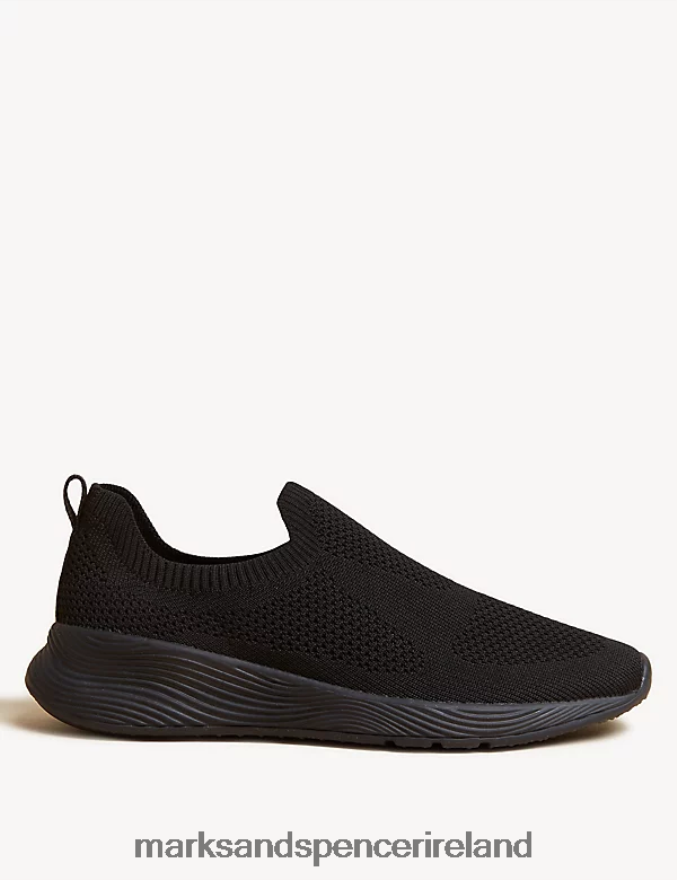 Marks & Spencer Women Knitted Slip On Trainers Black Footwear 2VJ8DF1527
