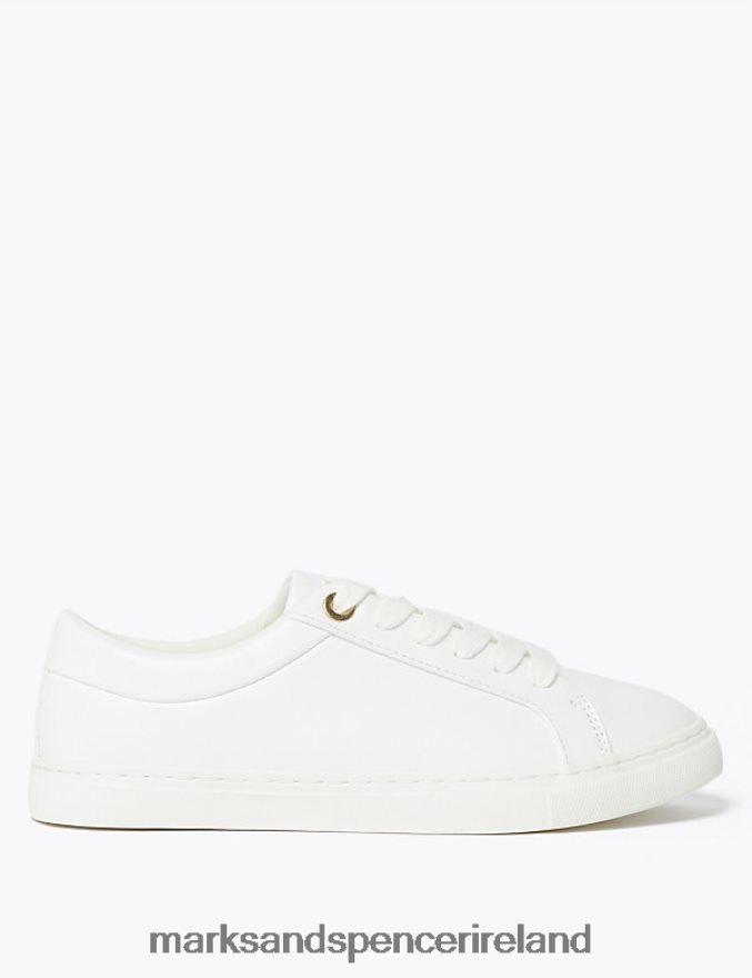 Marks & Spencer Women Lace Up Trainers White Footwear 2VJ8DF823