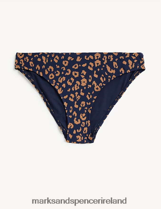 Marks & Spencer Women Printed High Leg Bikini Bottoms Dark Brown Mix Swimwear & Beachwear 2VJ8DF2924